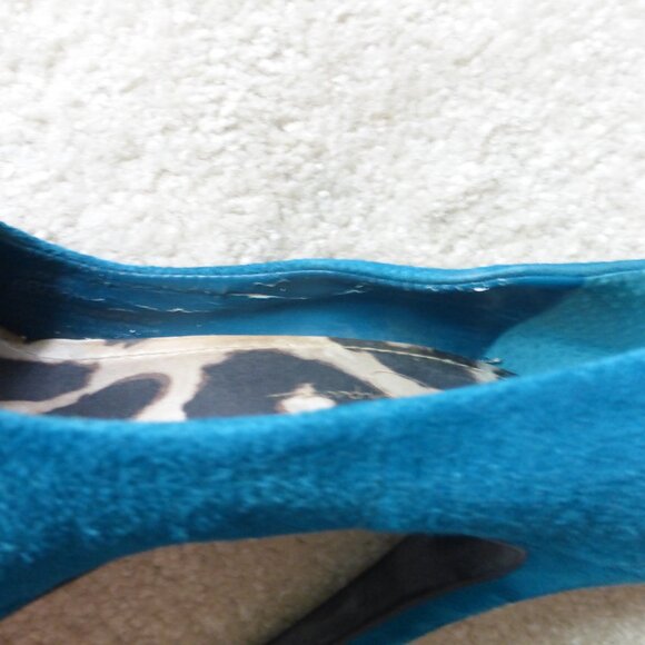 JESSICA SIMPSON dark teal faux suede platform pumps - Picture 8 of 14